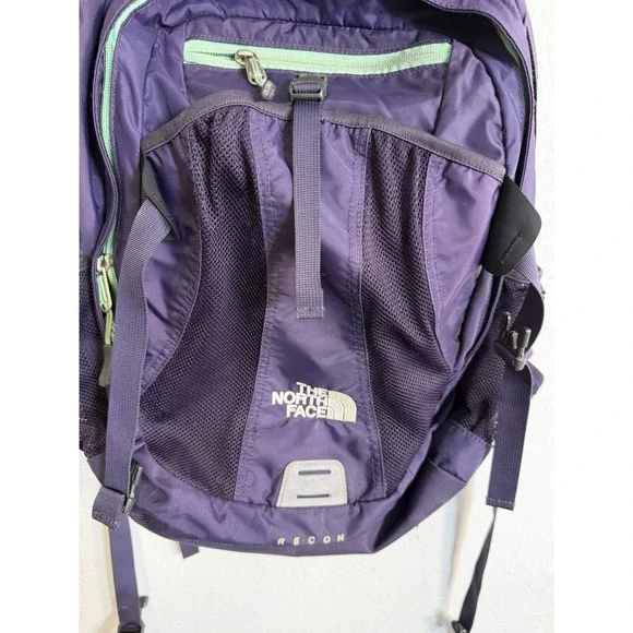 The North Face Recon Backpack Laptop Bag Purple School Camping Hiking - Picture 2 of 8